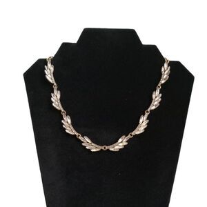 J. Crew Crystal Rhinestone Feather Gold Tone Cable Link Chain Statement Necklace